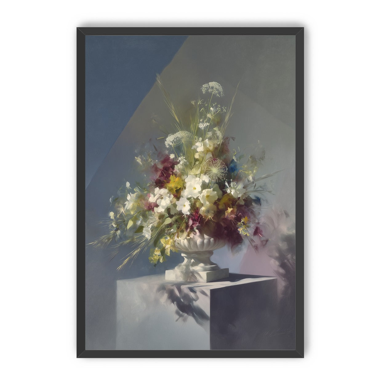 White urn within angled light
