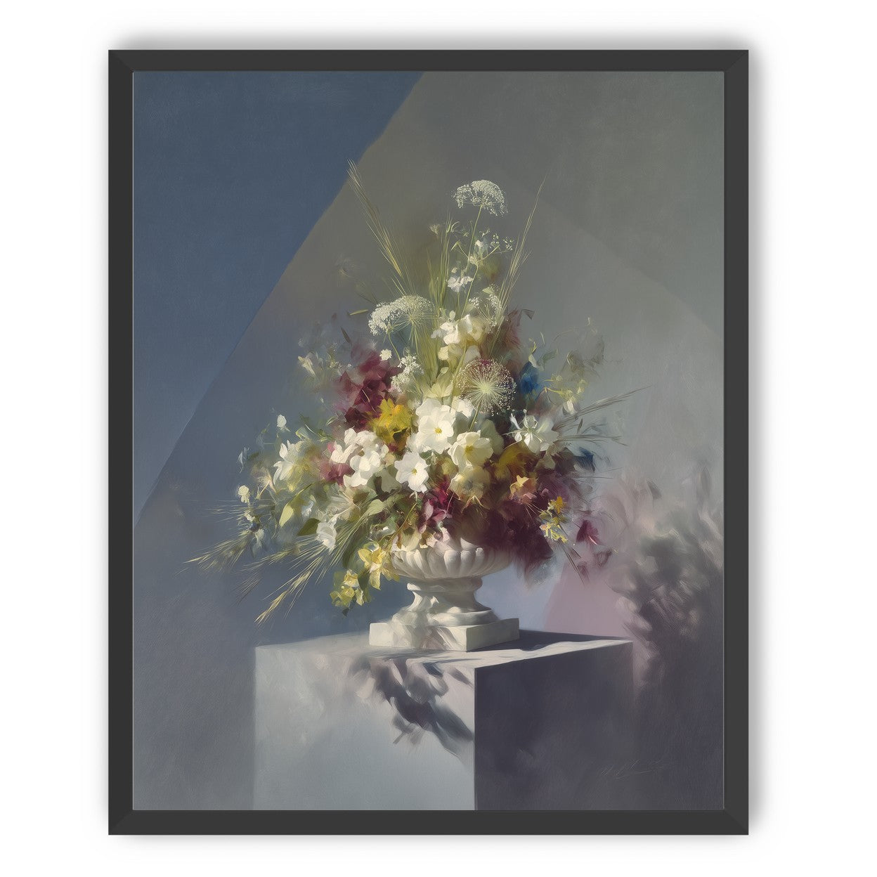 White urn within angled light