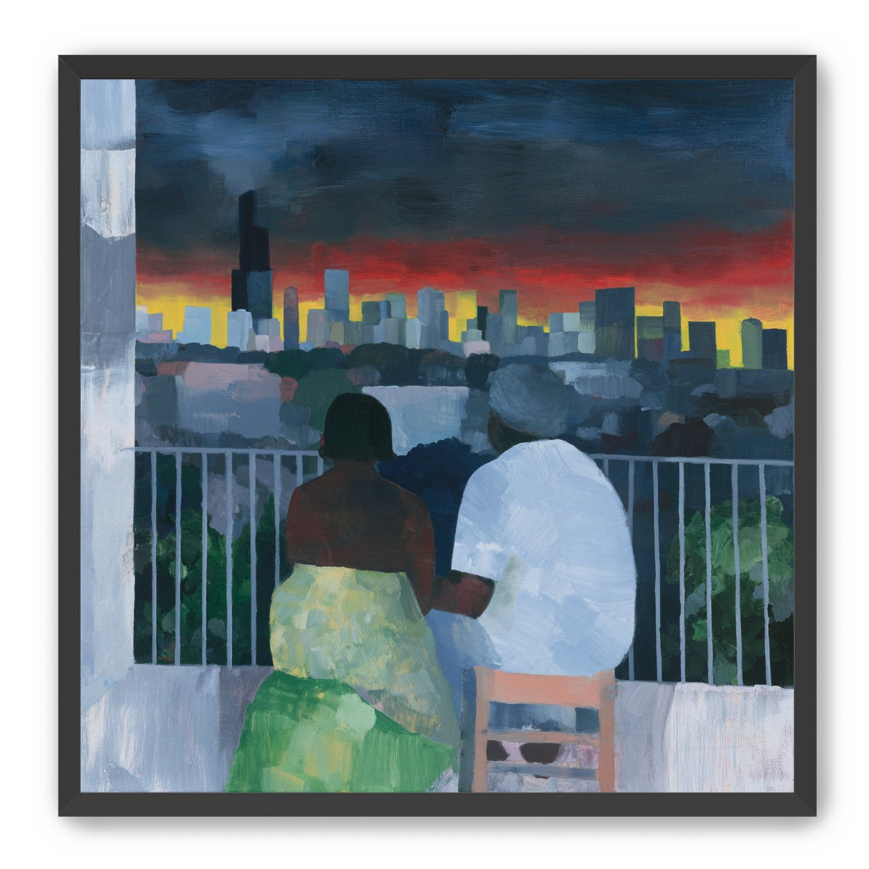 Two on the balcony at dusk