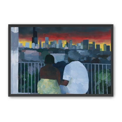 Two on the balcony at dusk
