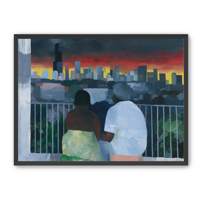 Two on the balcony at dusk