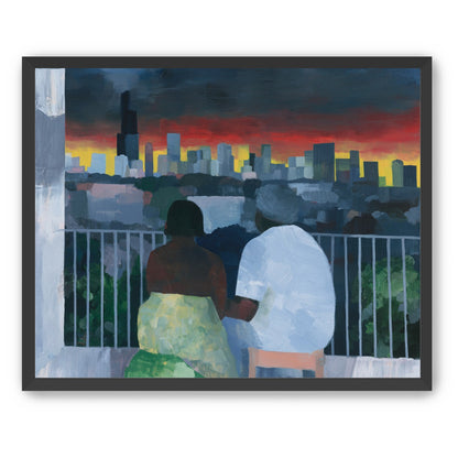 Two on the balcony at dusk
