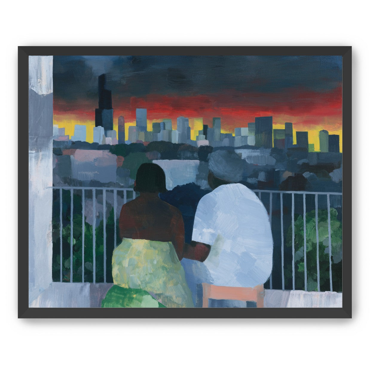 Two on the balcony at dusk