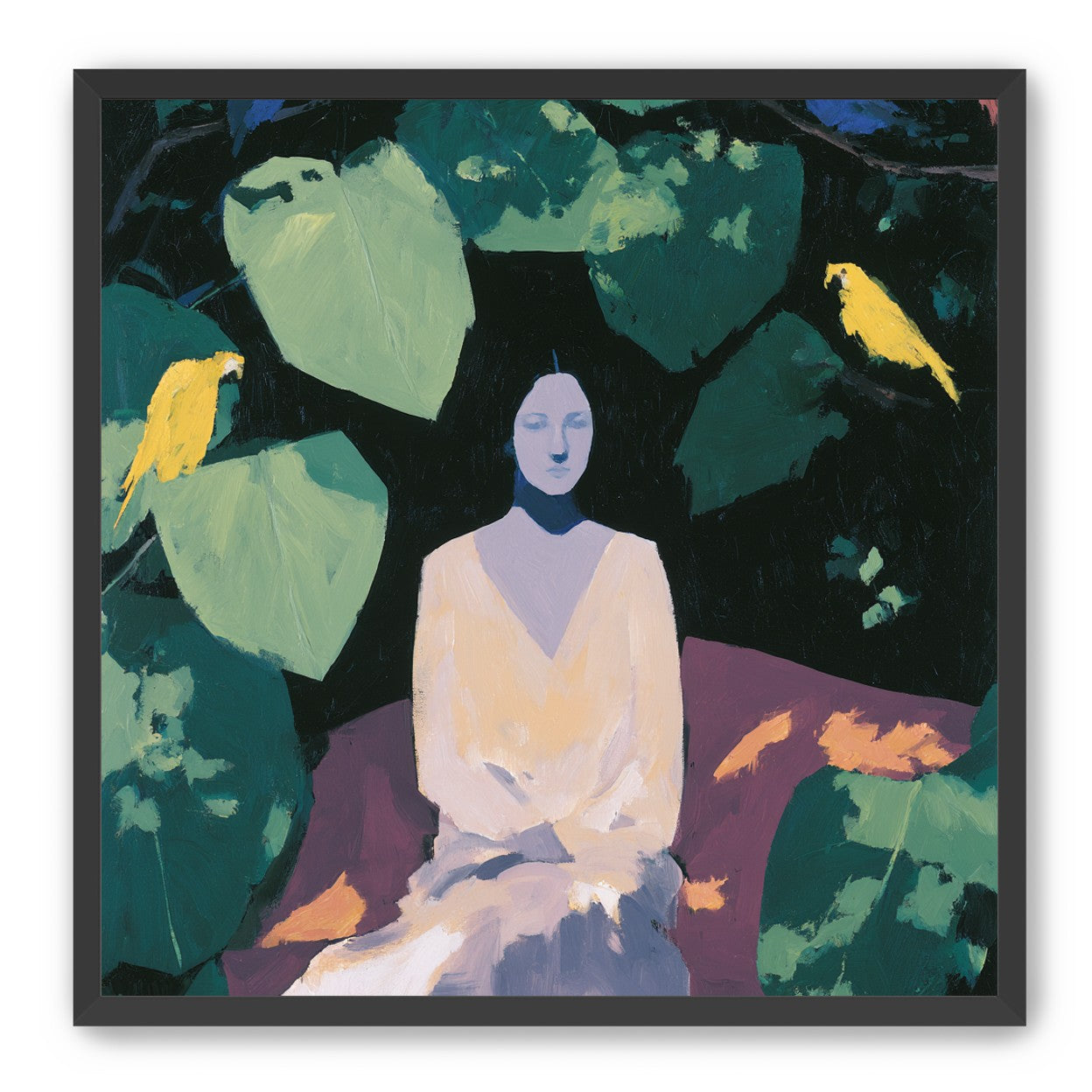 Pale dress under green leaves