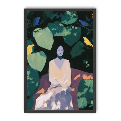 Pale dress under green leaves