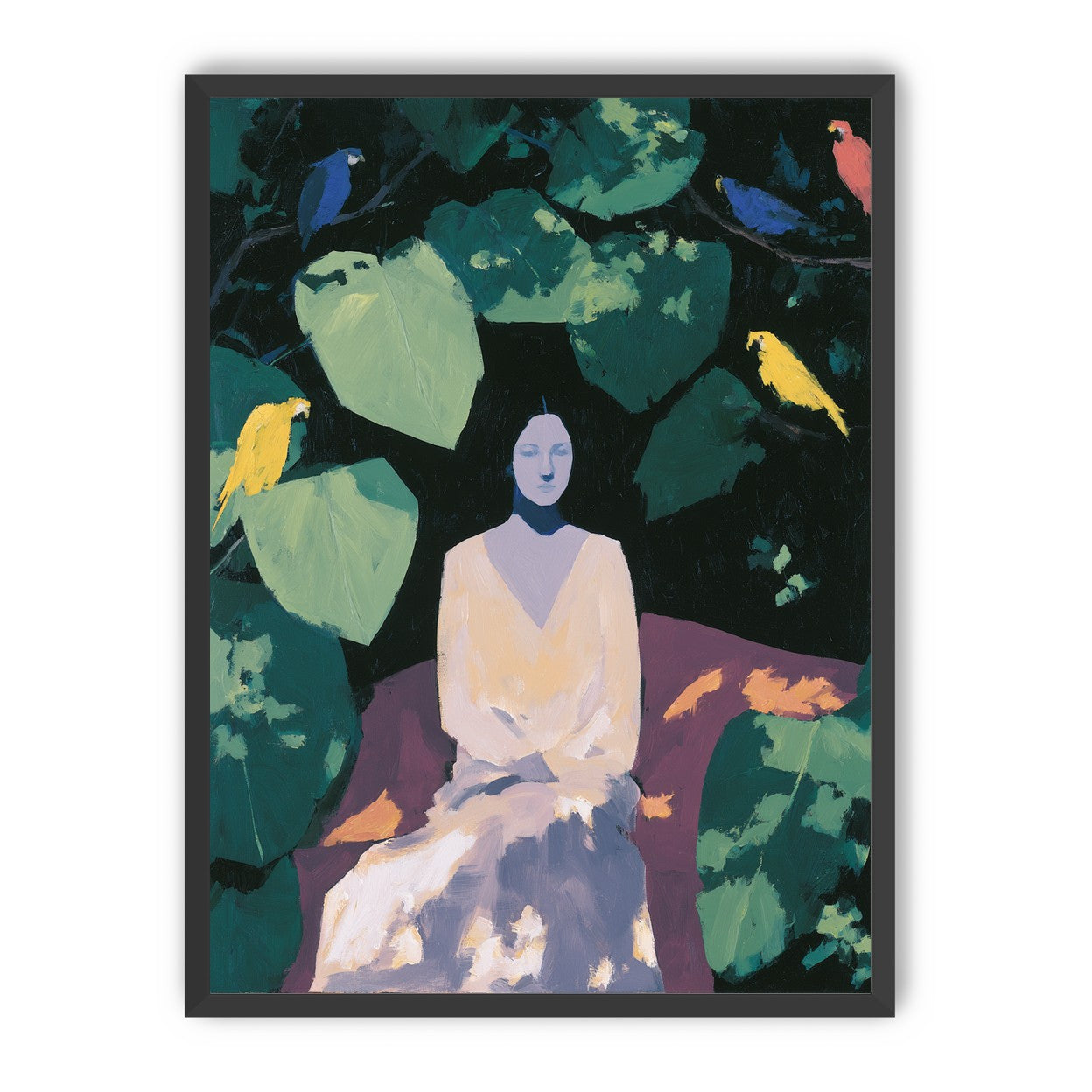 Pale dress under green leaves