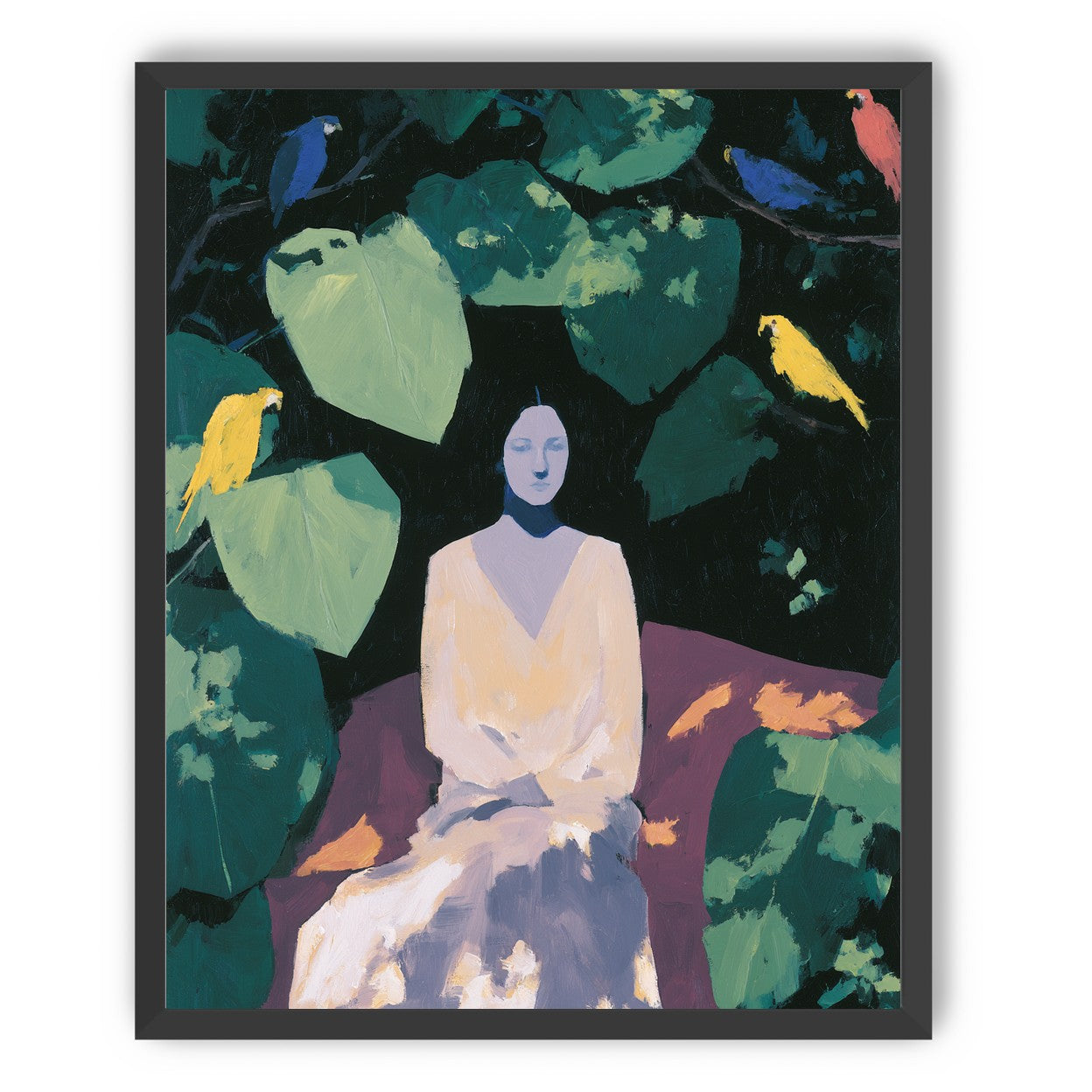Pale dress under green leaves