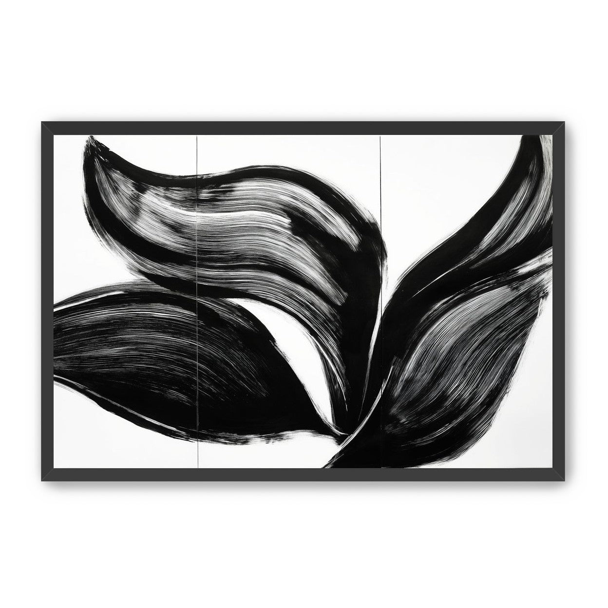 Three petals in black ink
