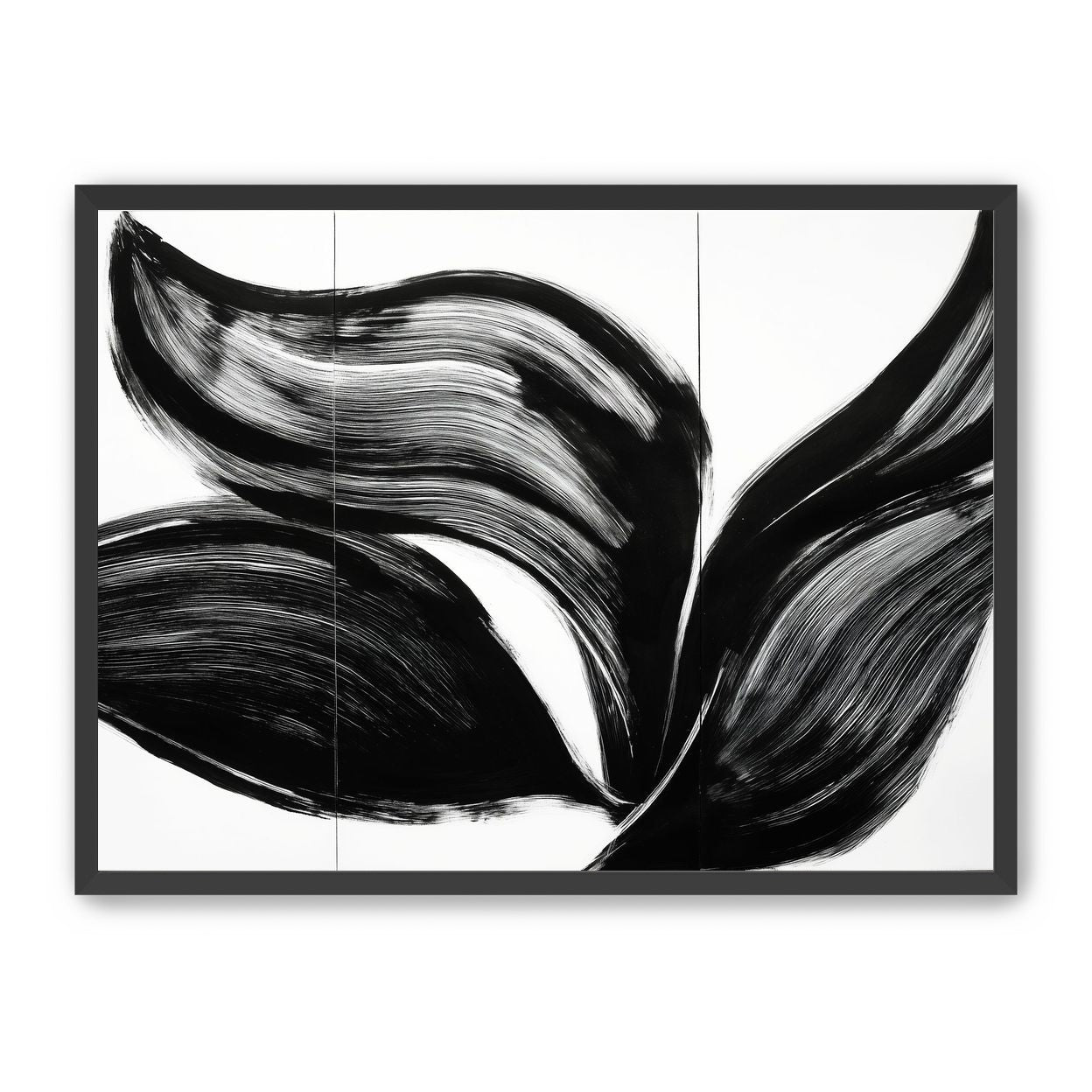 Three petals in black ink
