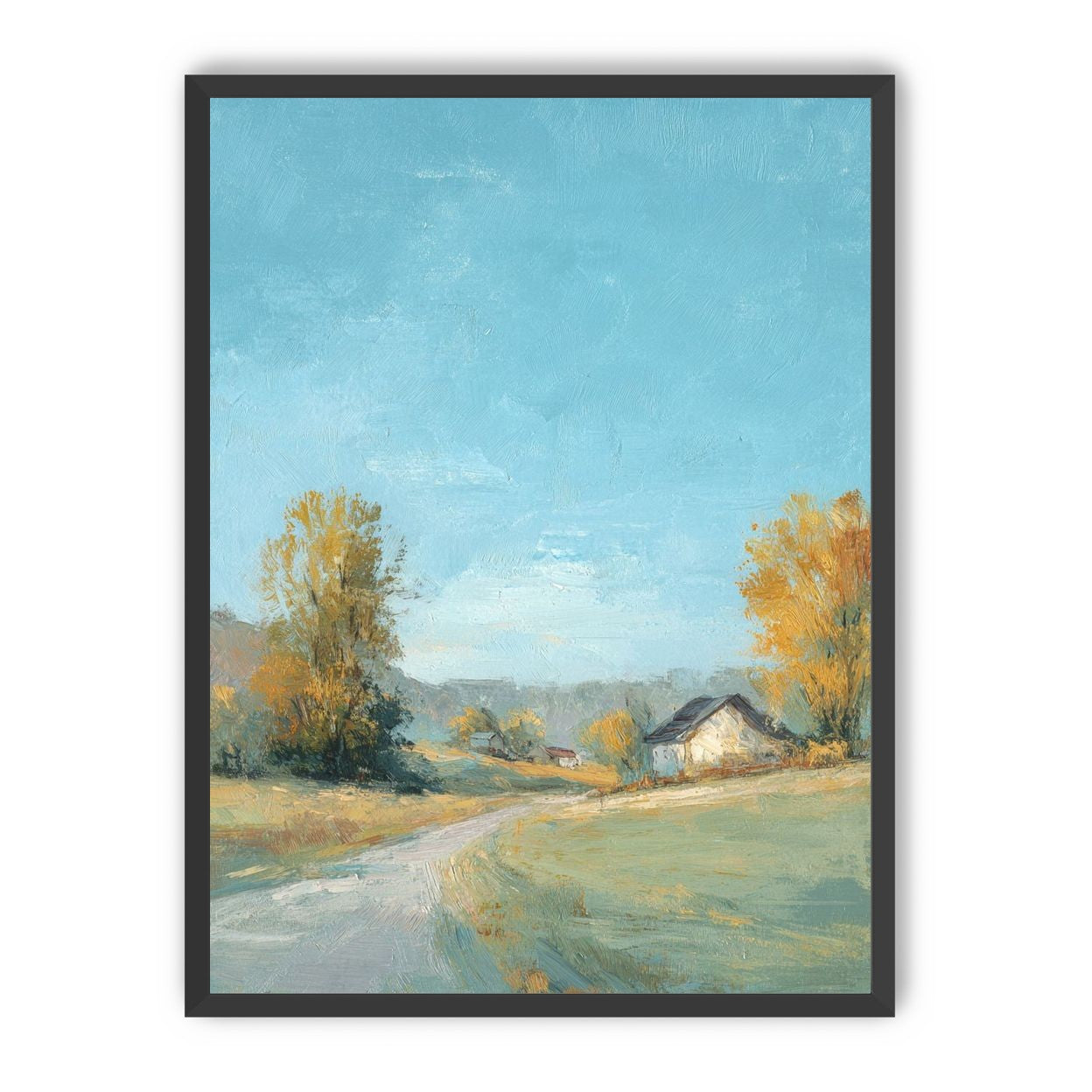 Blue sky over the farmhouse