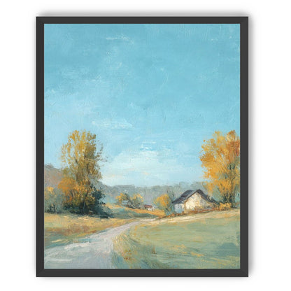 Blue sky over the farmhouse