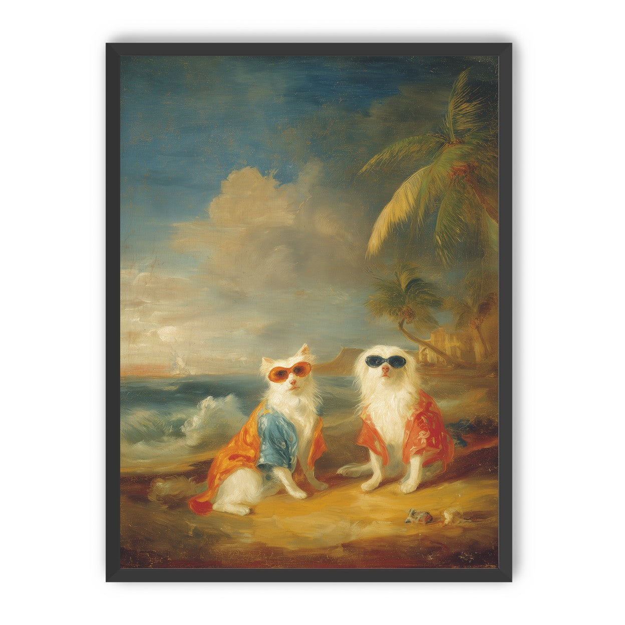 Sunglasses cats on the beach