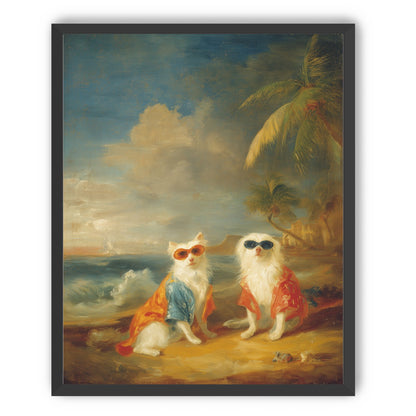 Sunglasses cats on the beach