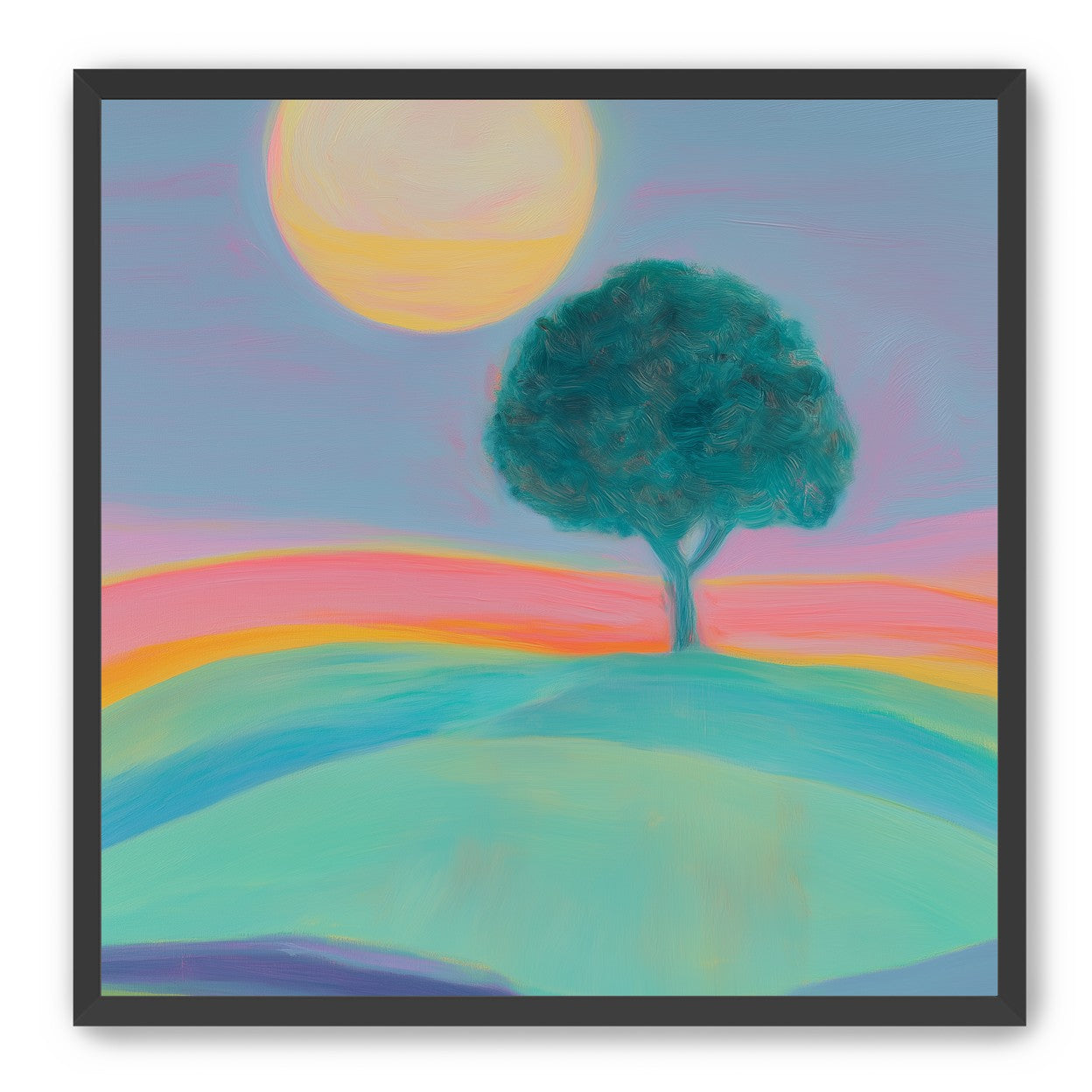 The sun behind the tree
