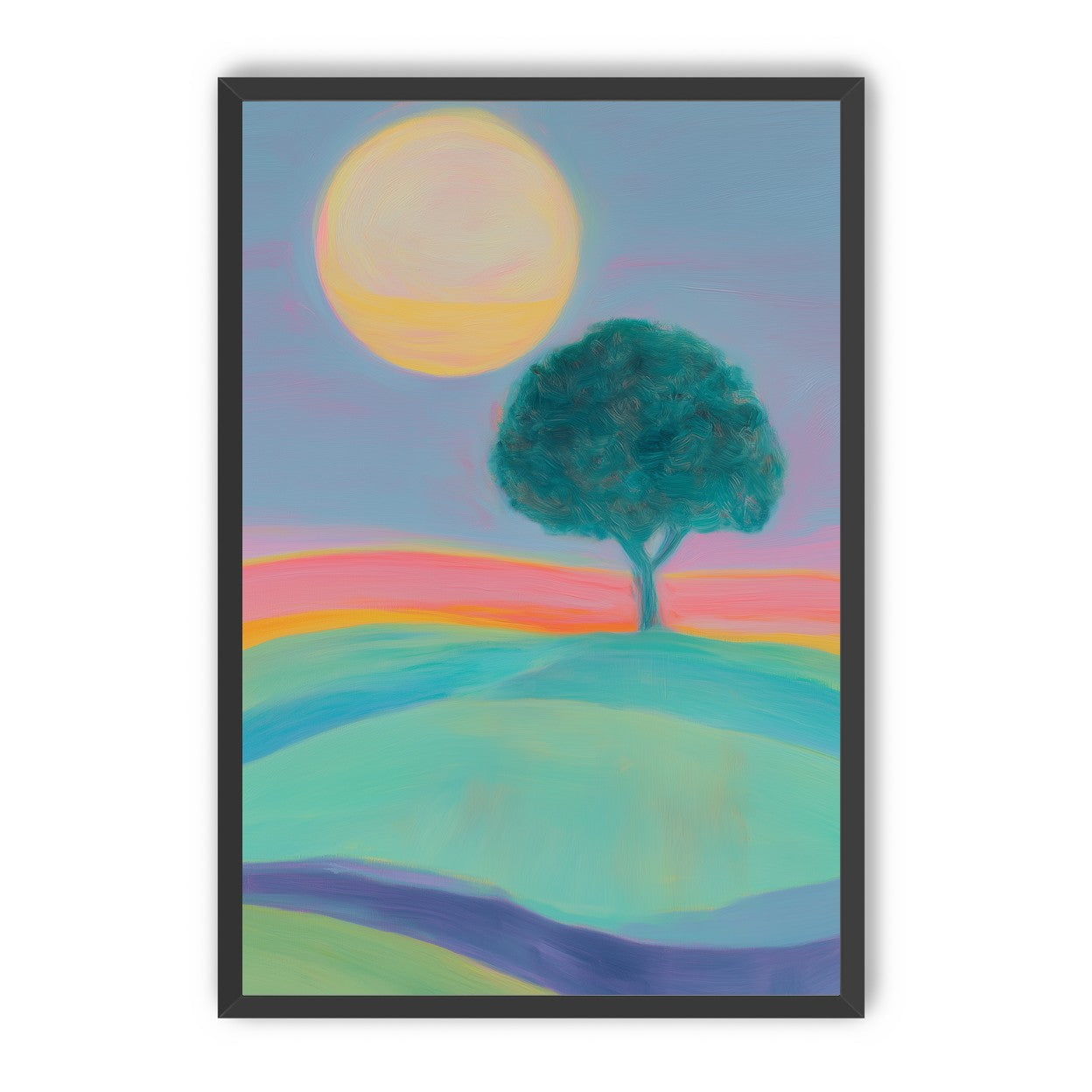 The sun behind the tree