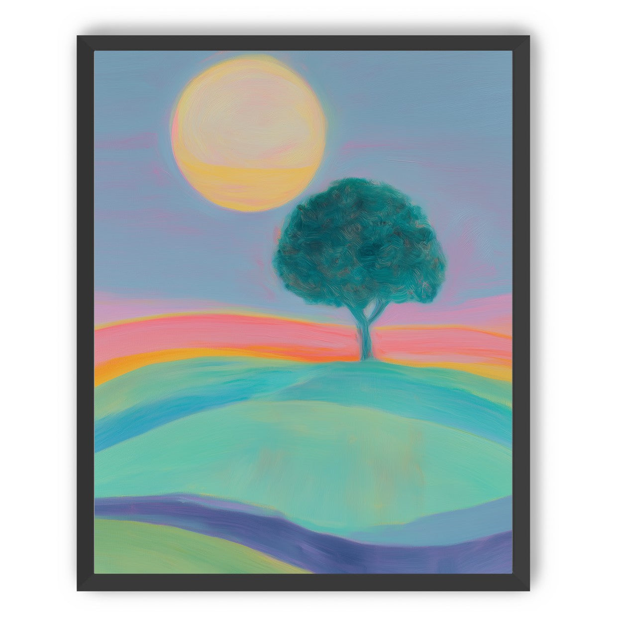The sun behind the tree