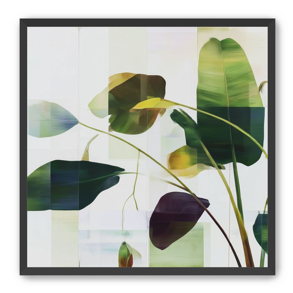 Stems crossing the pale grid