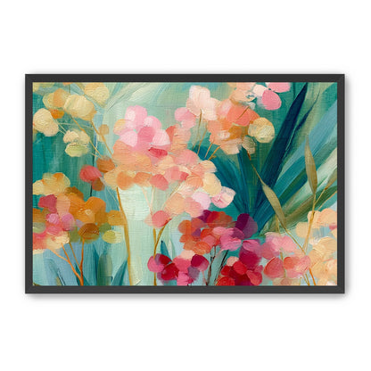 Flowers among teal leaves