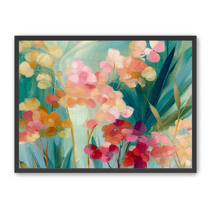 Flowers among teal leaves