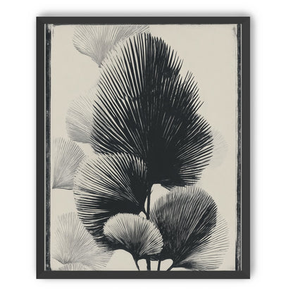 Fan fronds in ink shadow