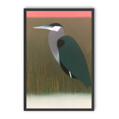 Heron in pink dusk