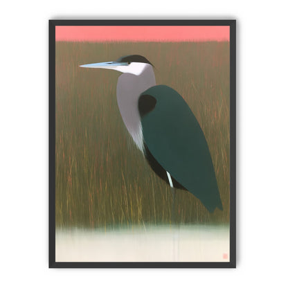 Heron in pink dusk