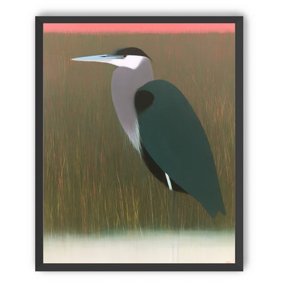 Heron in pink dusk