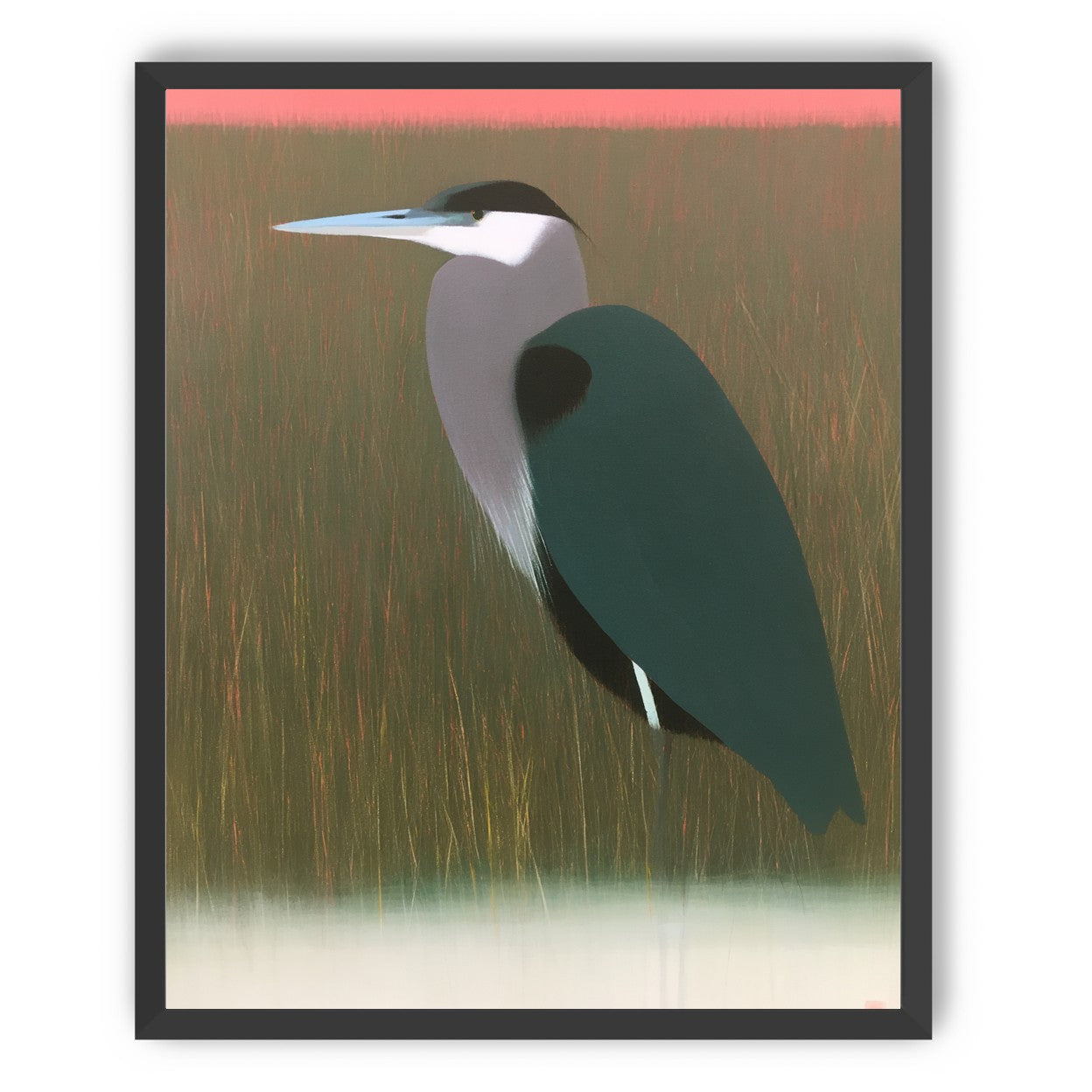 Heron in pink dusk
