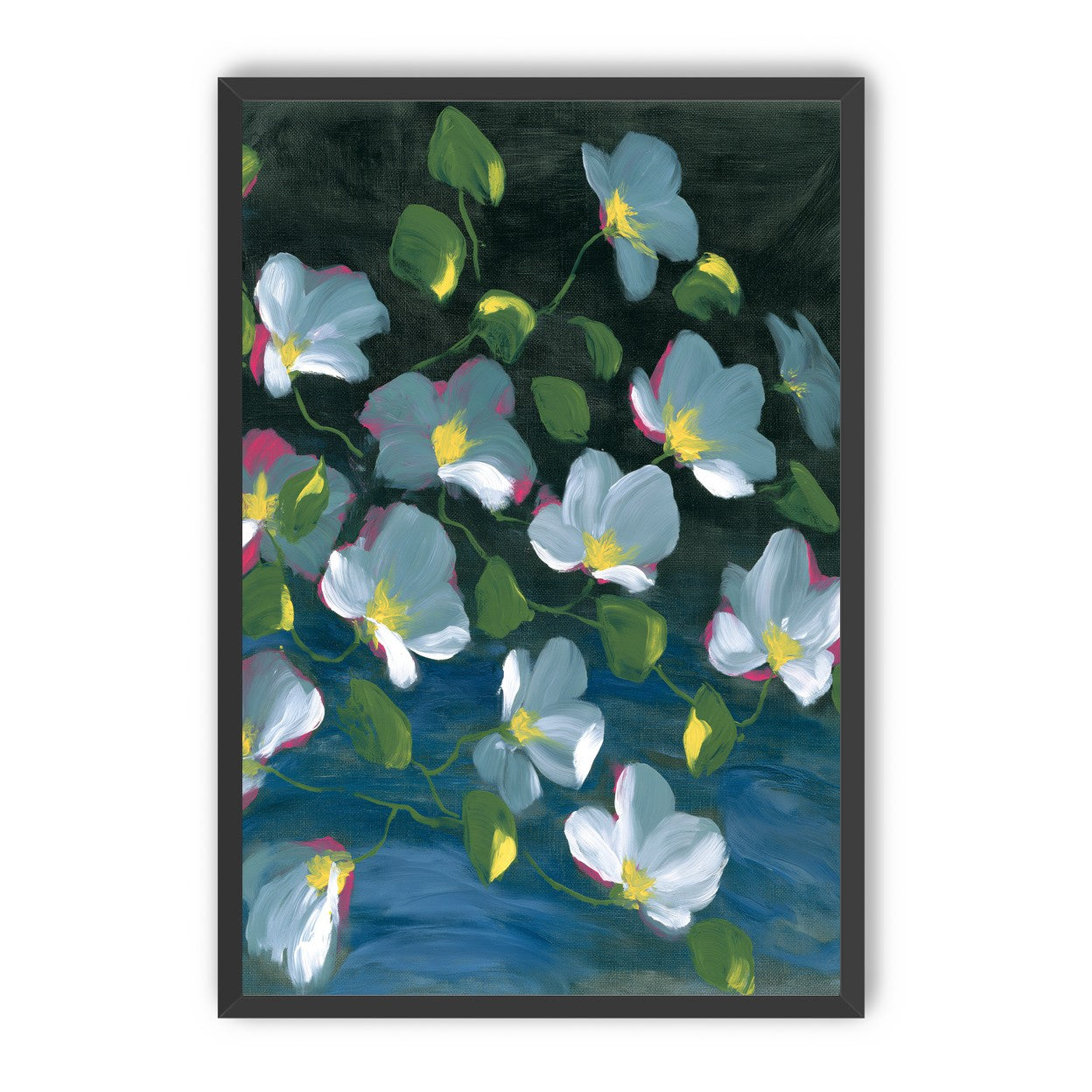 Pale blooms on black