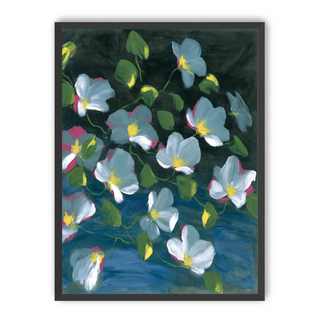 Pale blooms on black