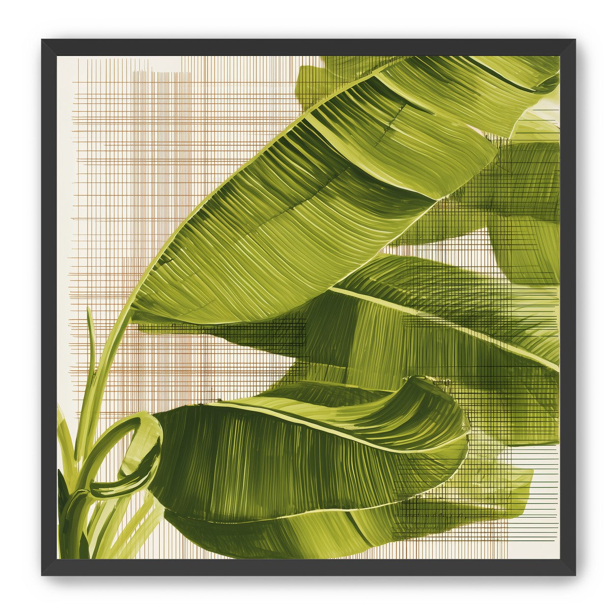 Banana leaves against the grid