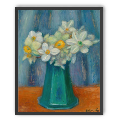 Daisies in green glass