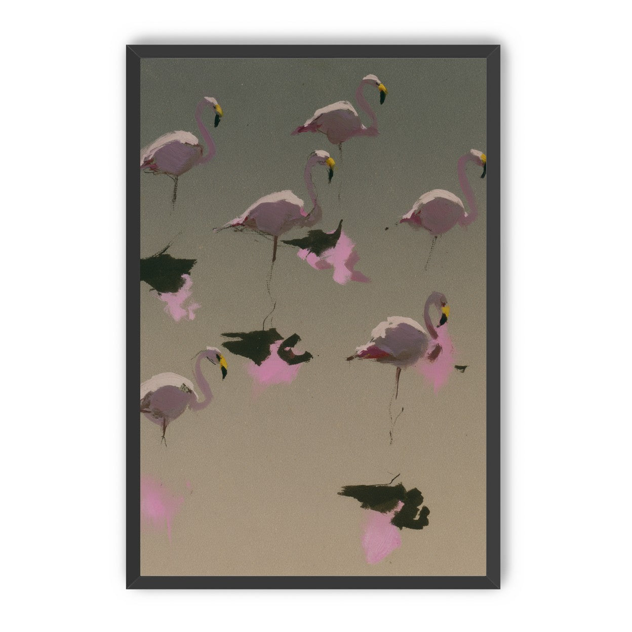 Flamingos in still water