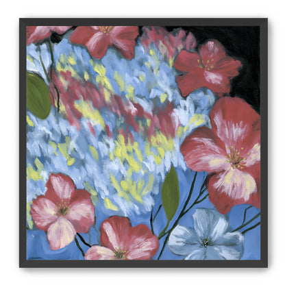 Flowers across the blue field