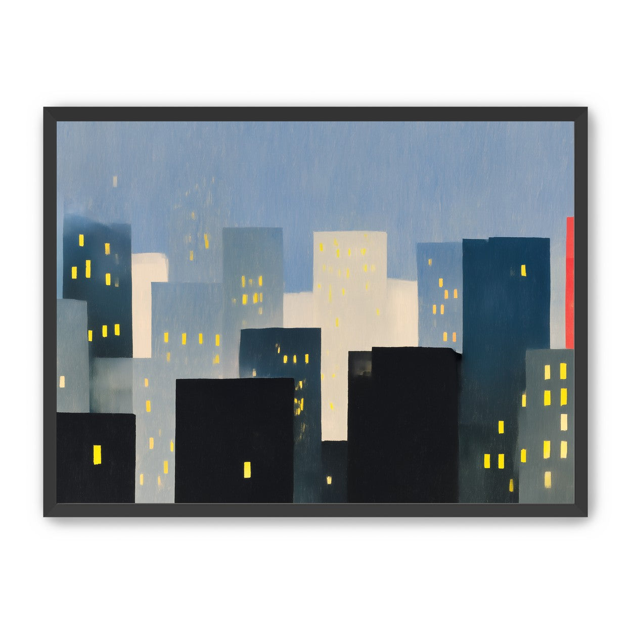 Soft windows in blue towers