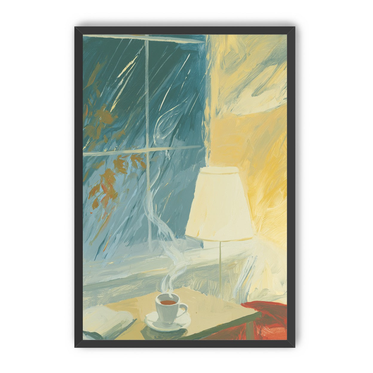 Steam against the rainy window