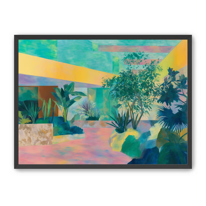 Garden beneath striped light
