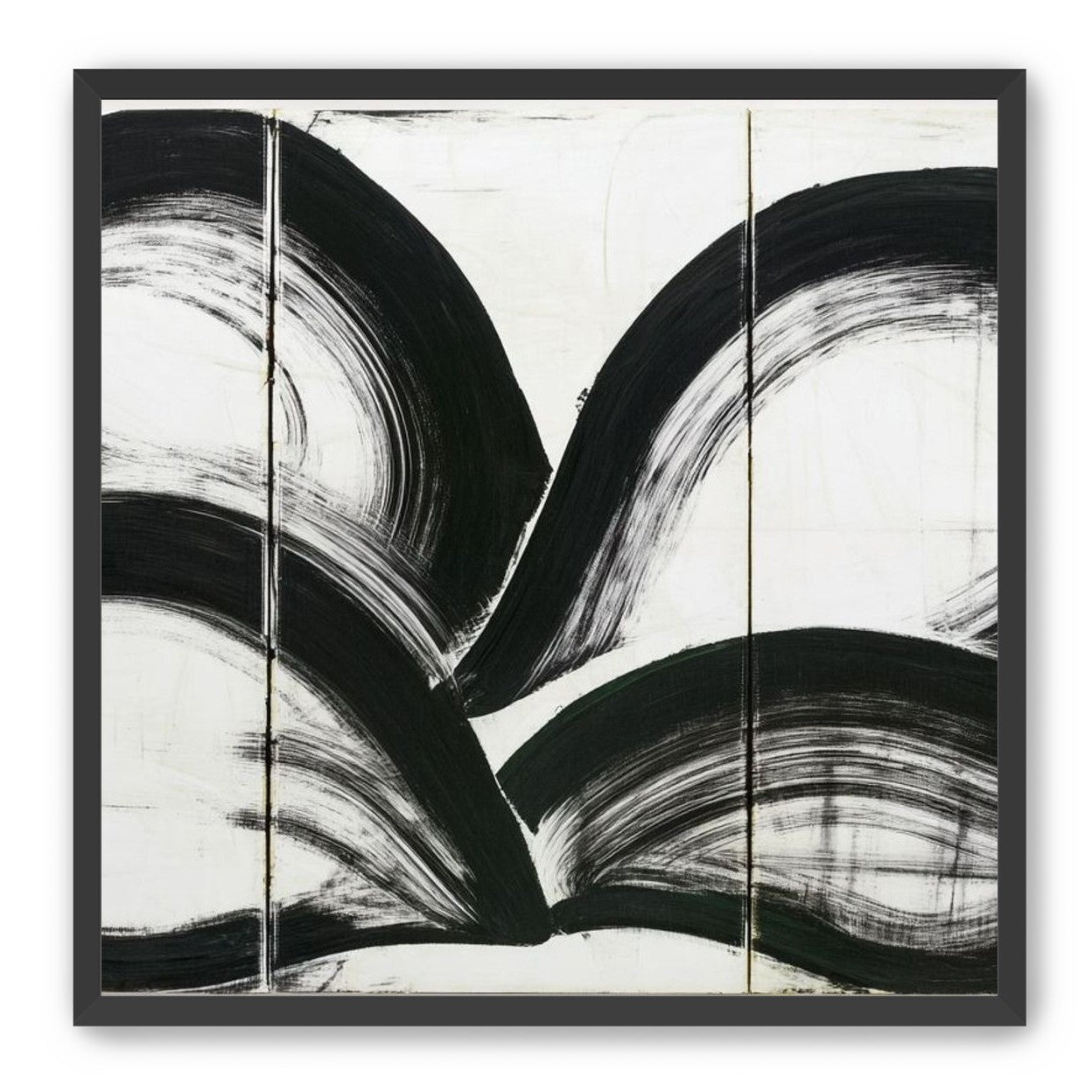 Black arcs across white panels