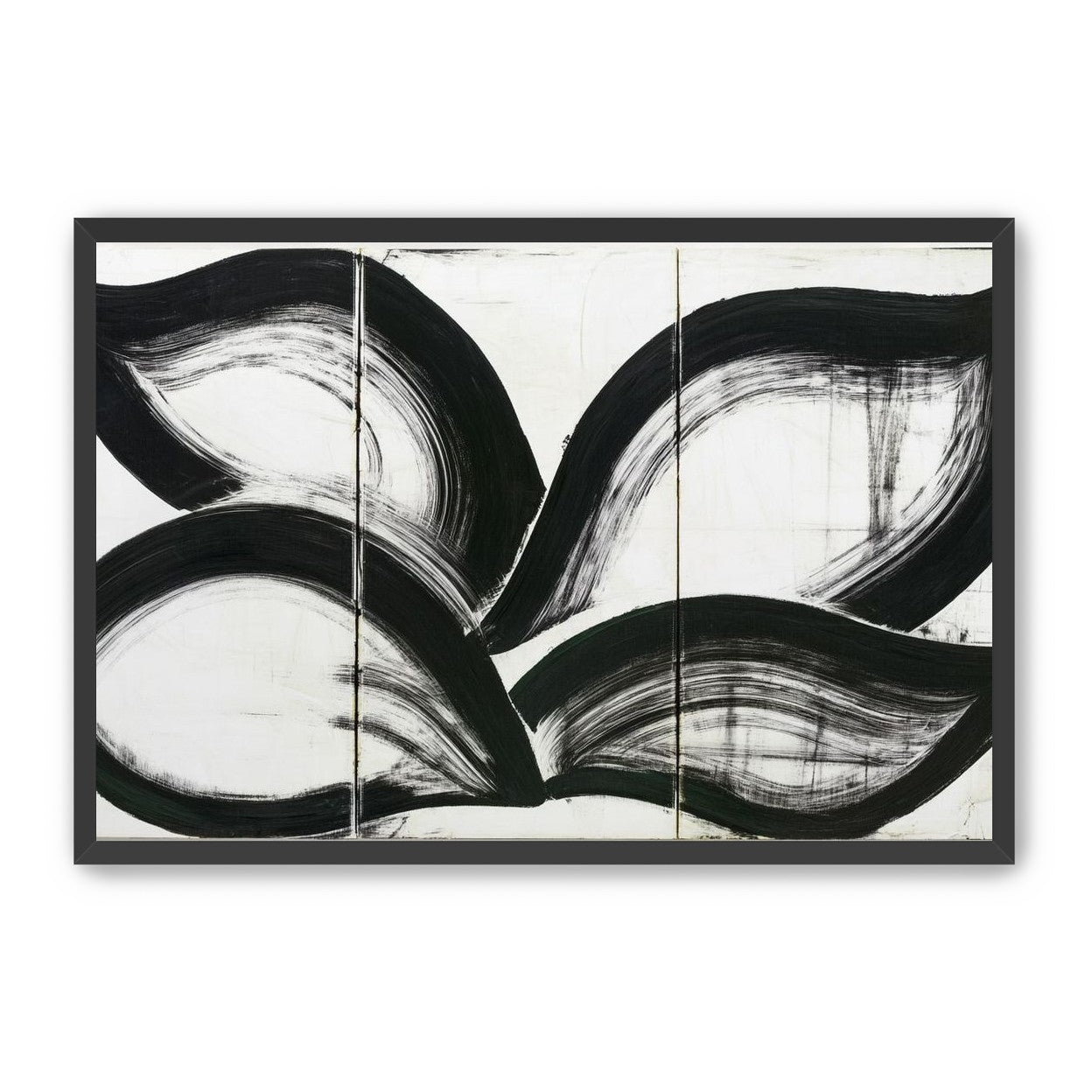 Black arcs across white panels