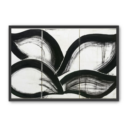 Black arcs across white panels