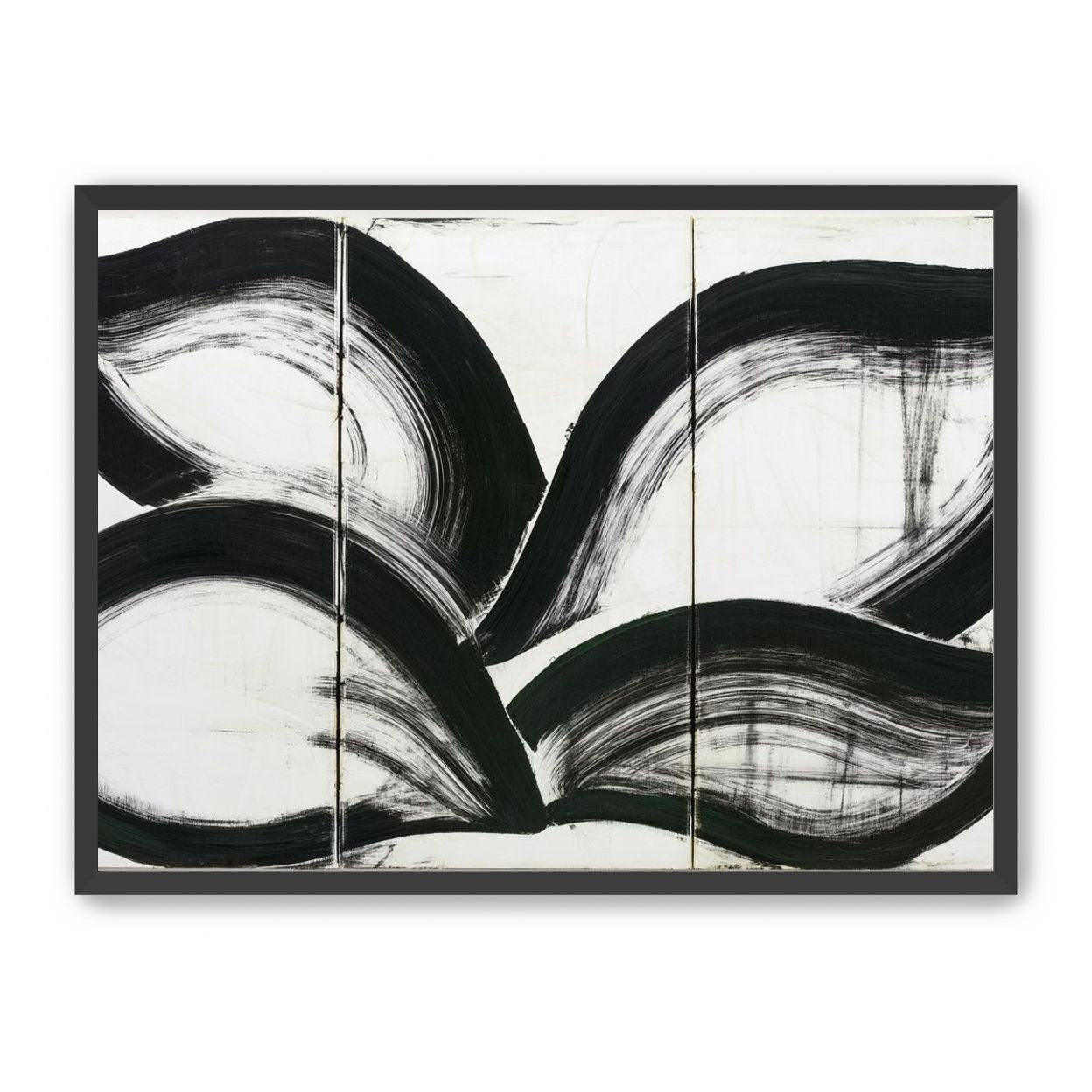 Black arcs across white panels