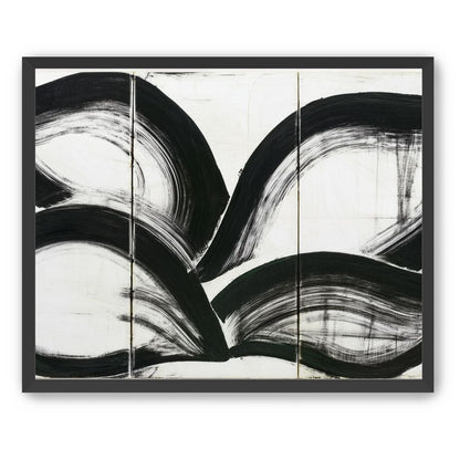 Black arcs across white panels