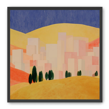 Blue sky over peach city