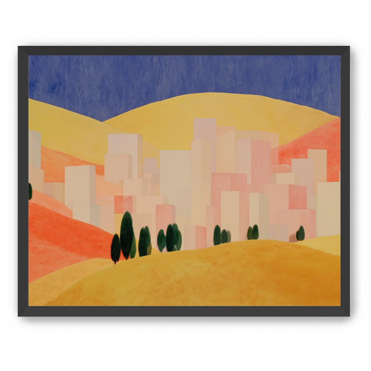 Blue sky over peach city