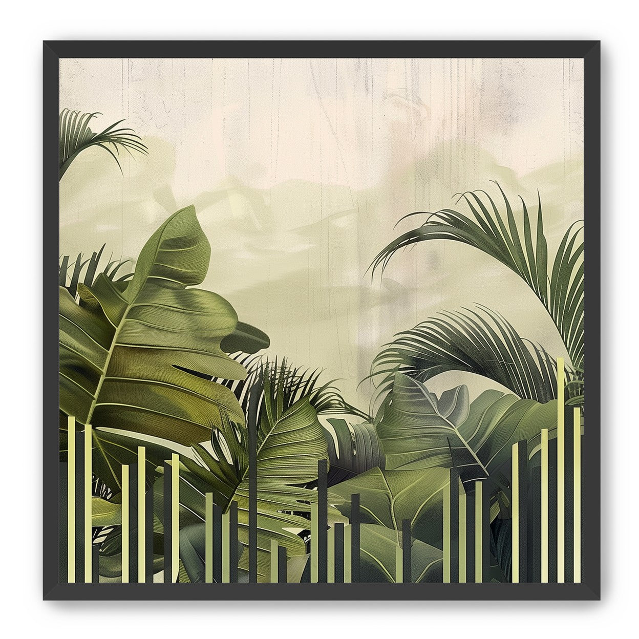 Pale sky over green fronds