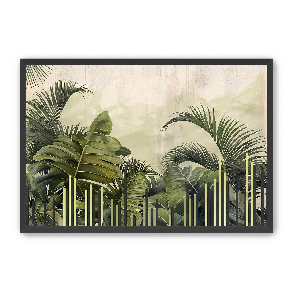Pale sky over green fronds