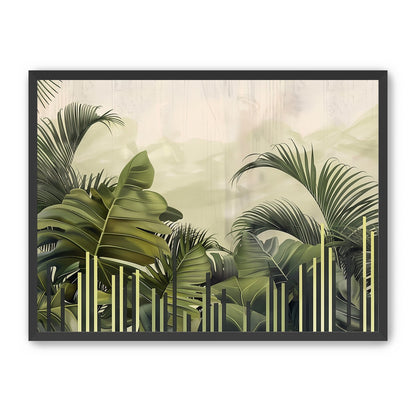 Pale sky over green fronds