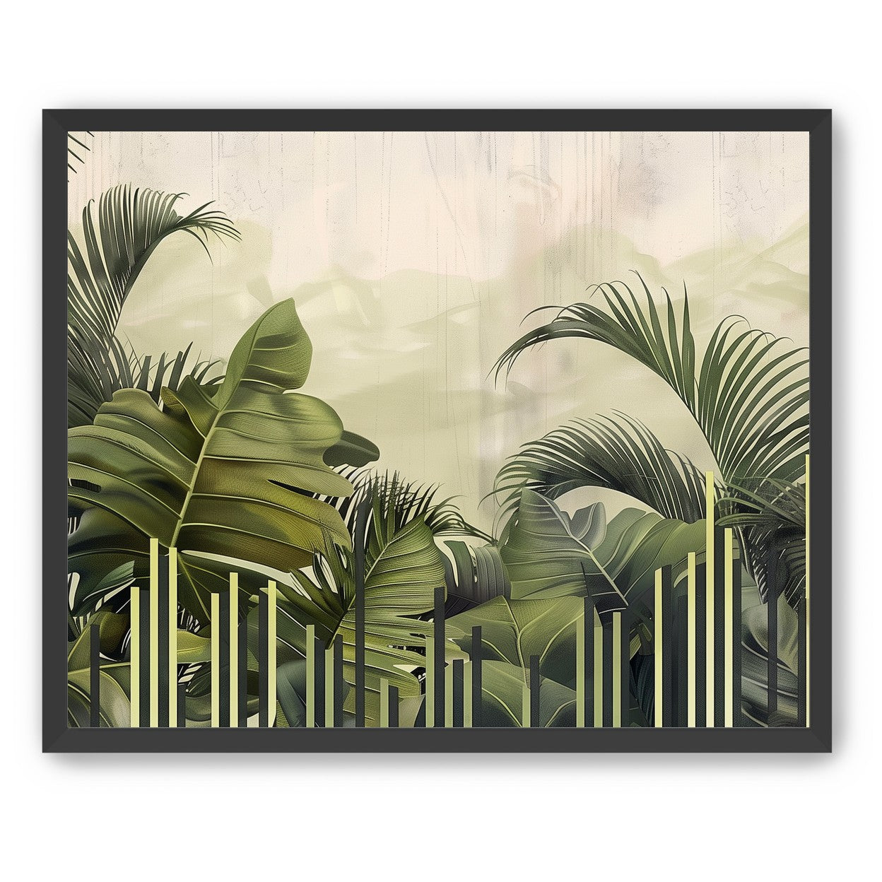 Pale sky over green fronds