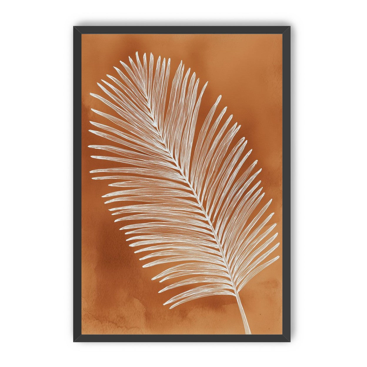 Palm frond in white ink