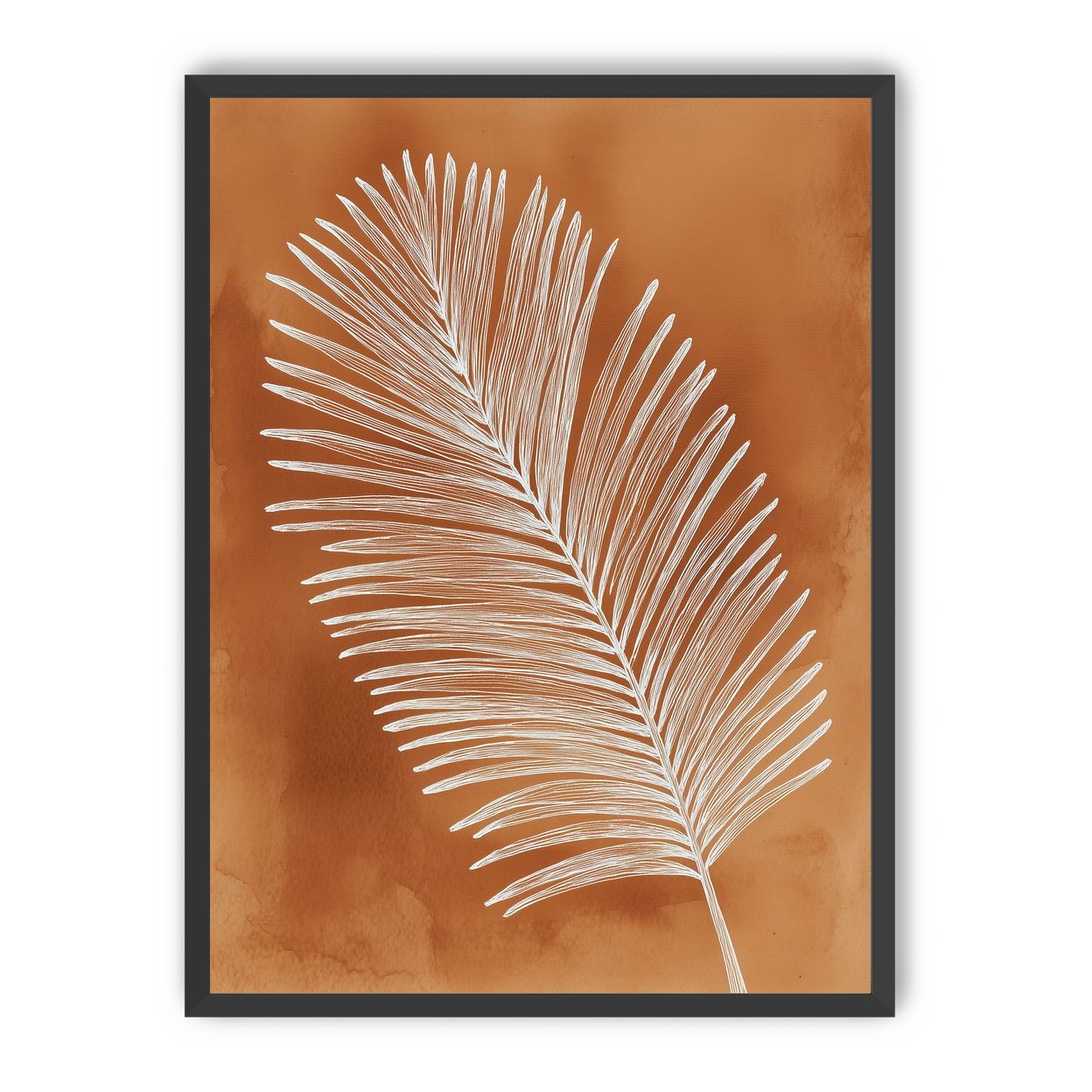 Palm frond in white ink